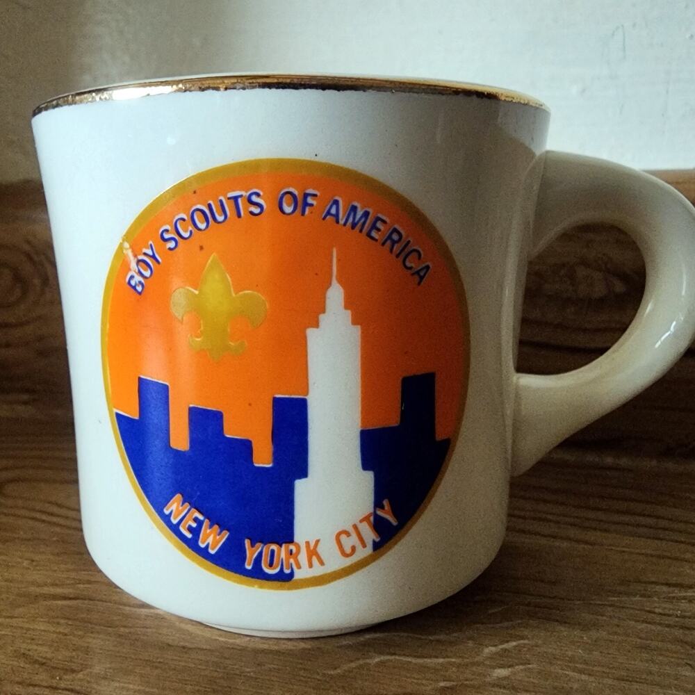 Vintage Boy Scouts of America New York City Mug Cup BSA 3 3/4" PLEASE READ FLAW